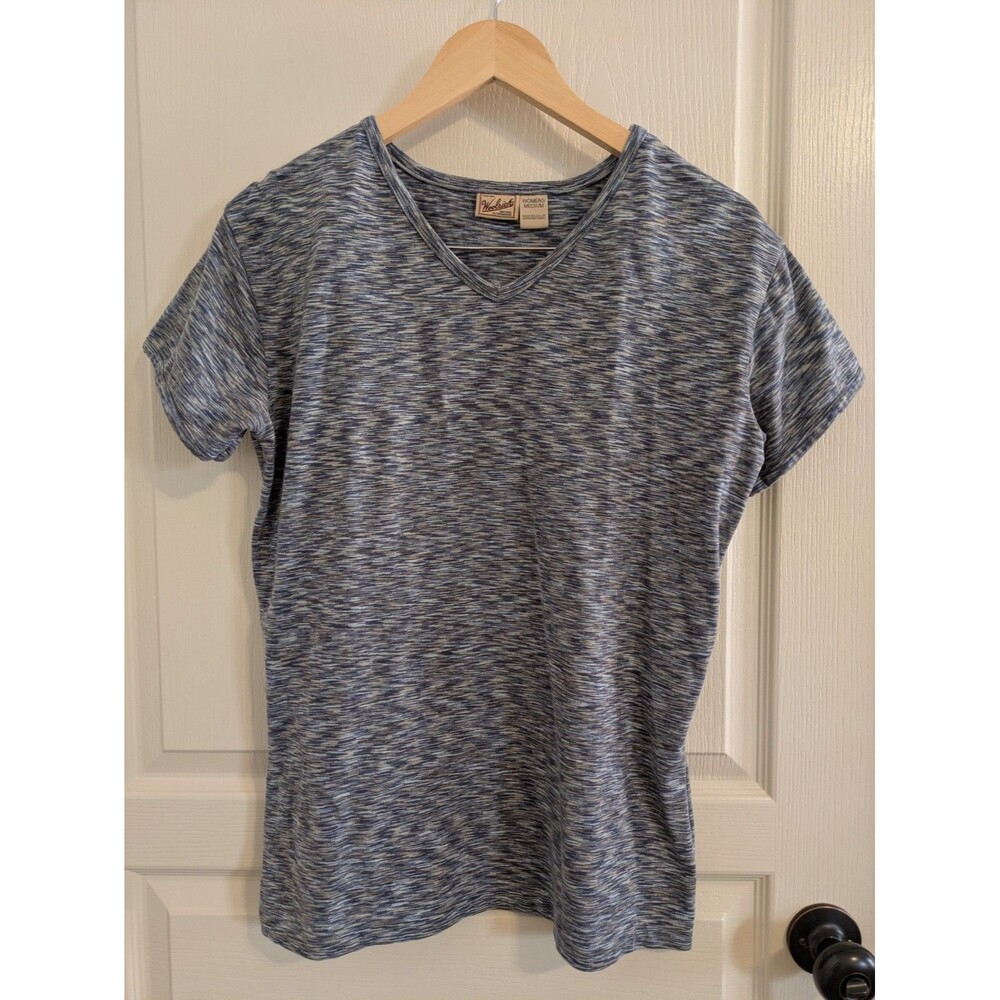 Vtg Woolrich Original Outdoorwear Women M TShirt Short Sleeve V-Neck Made In USA